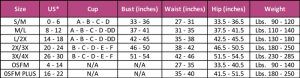 Aha Moment size chart